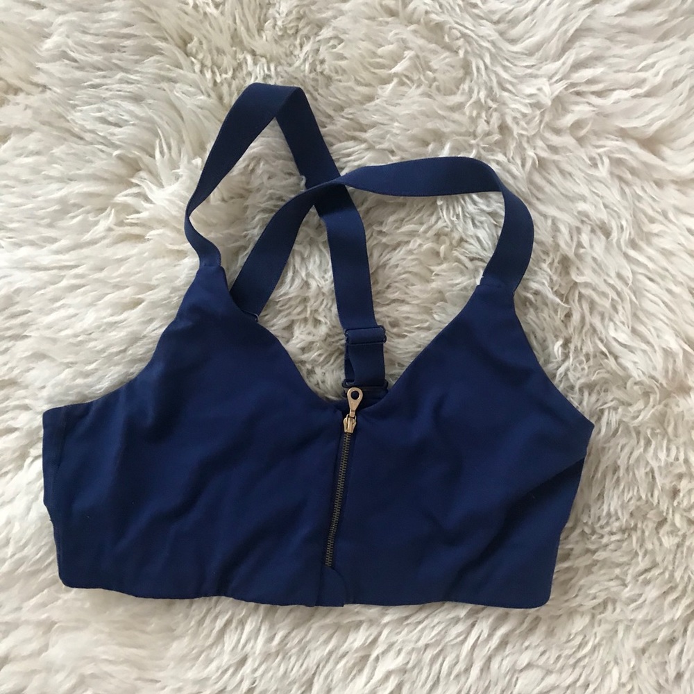 Girlfriend collective monroe zip bra indigo